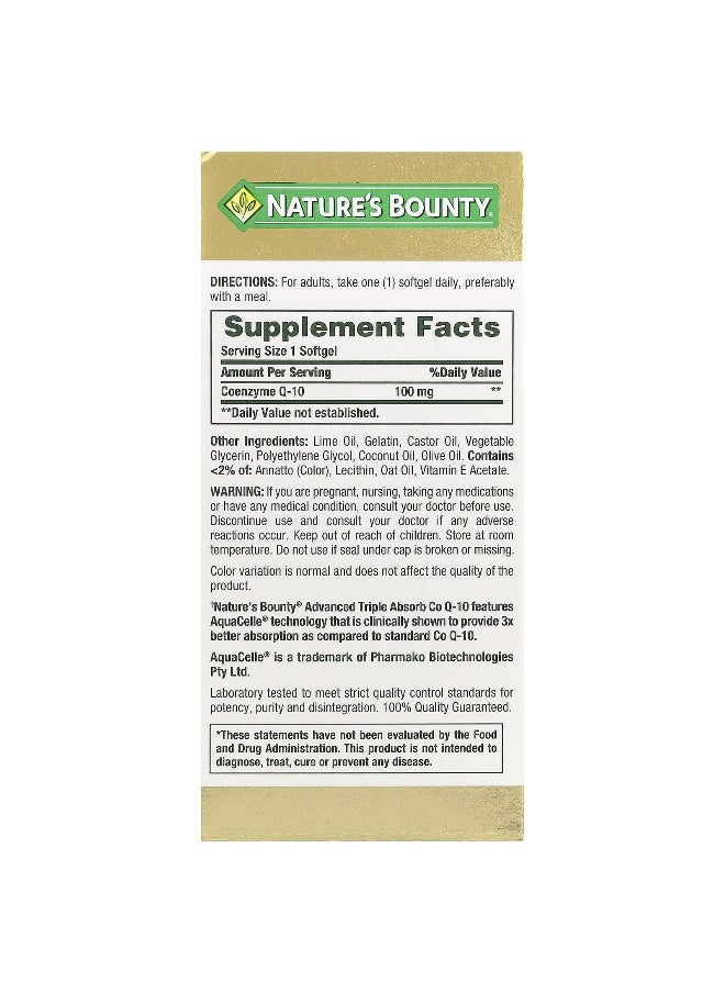 Nature's Bounty, Advanced Triple Absorb CoQ-10, 100 mg, 90 Rapid Release Softgels