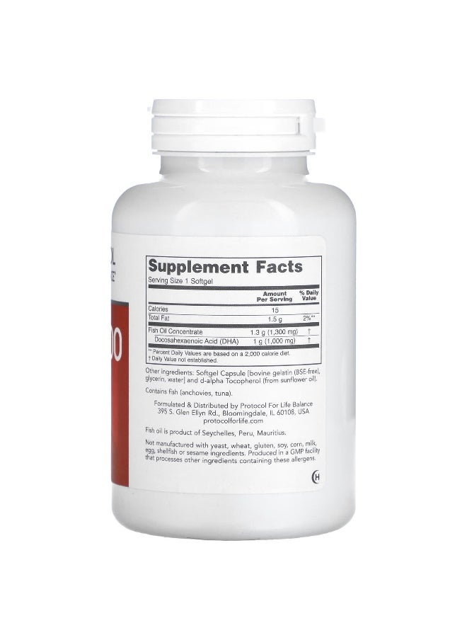 Protocol for Life Balance, DHA-100, Extra Strength, 1,000 mg, 90 Softgels