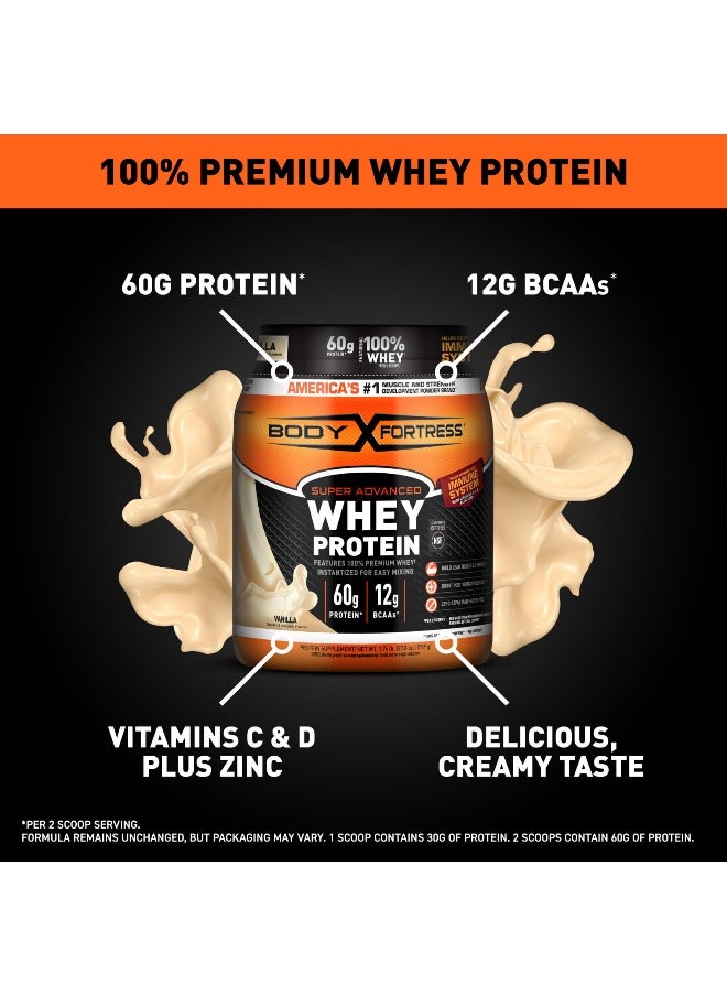Body Fortress, Super Advanced Whey Protein, Vanilla, 1.74 lb (792 g)