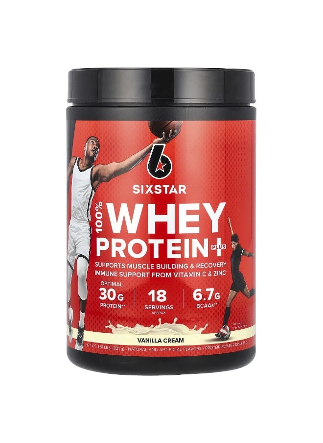 SIXSTAR, 100% Whey Protein Plus, Vanilla Cream, 1.81 lbs (821 g)
