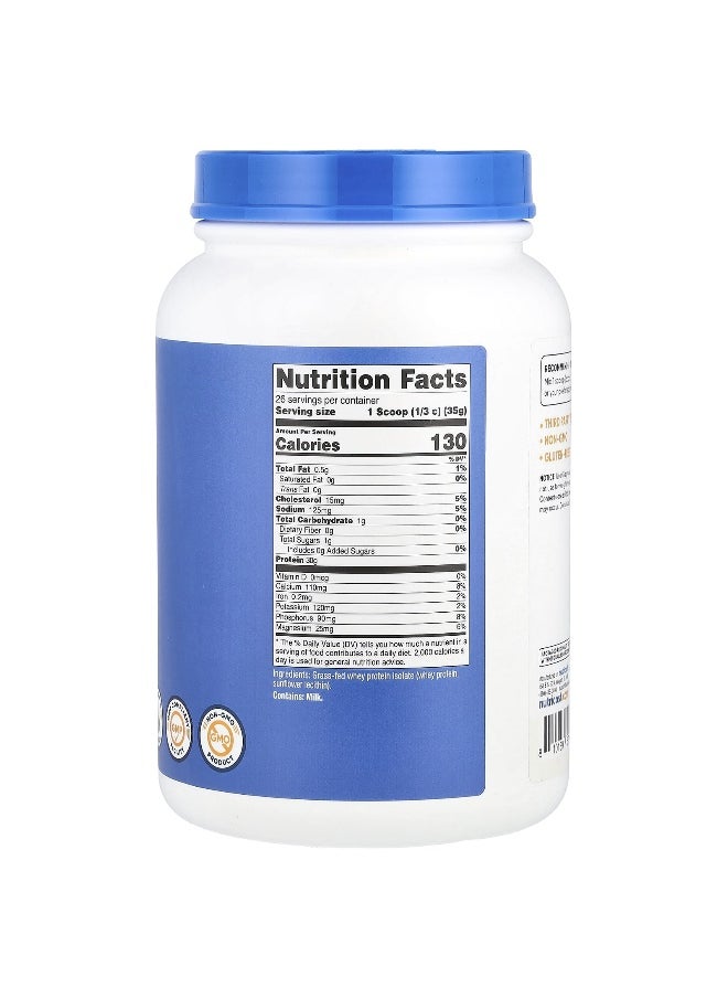 Nutricost, Grass-Fed Whey Protein Isolate, Unflavored, 2 lb (907 g)