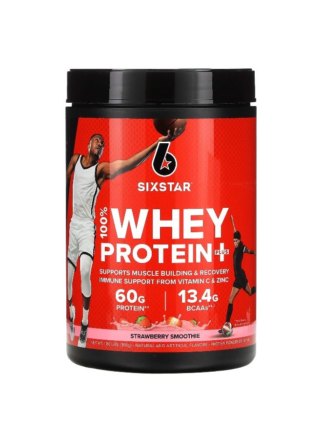 SIXSTAR, 100% Whey Protein Plus, Strawberry Smoothie, 1.8 lbs (816 g)