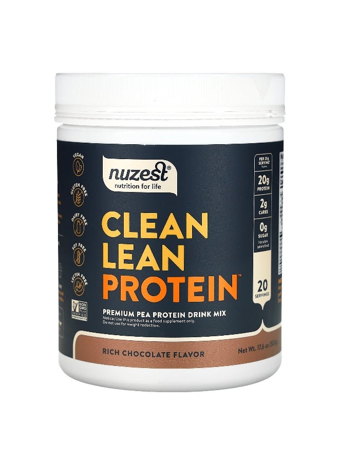 Nuzest, Clean Lean Protein, Rich Chocolate, 17.6 oz (500 g)