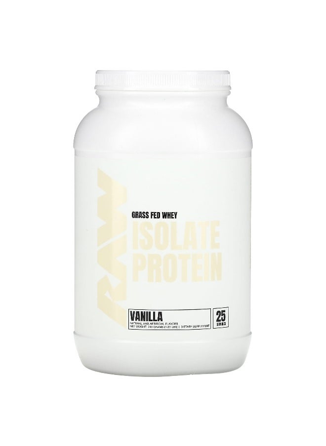 Raw Nutrition, Grass Fed Whey Isolate Protein, Vanilla, 1.63 lb (740 g)