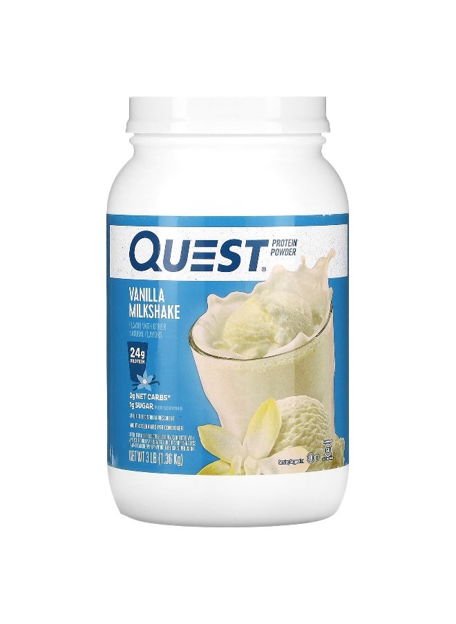 Quest Nutrition, Protein Powder, Vanilla Milkshake, 3 lb (1.36 kg)