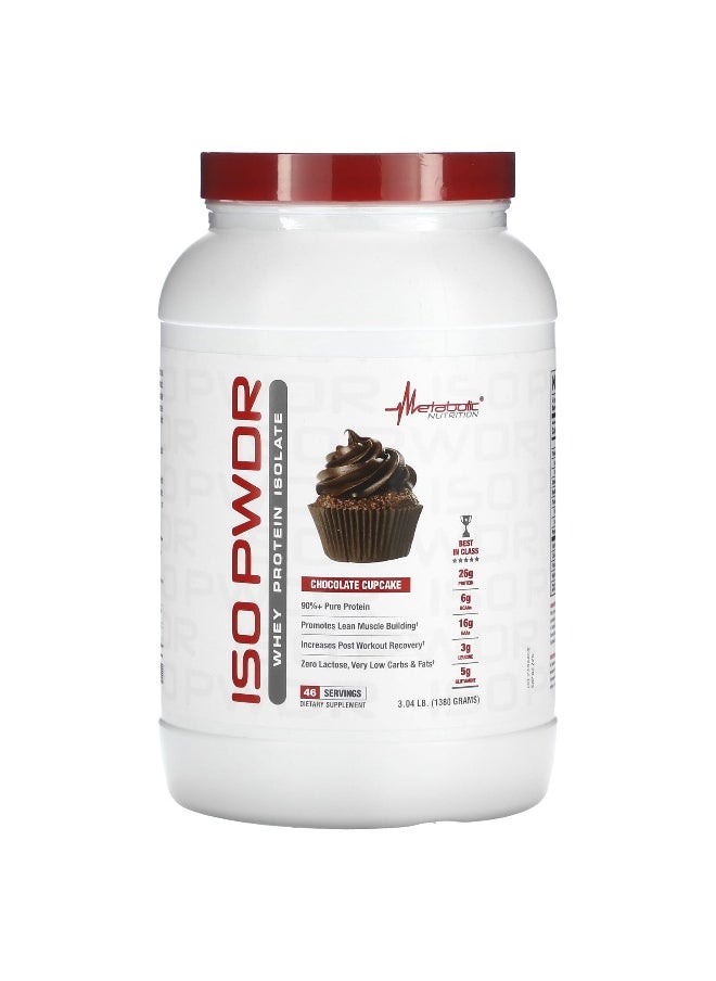 Metabolic Nutrition, ISOpwdr, Whey Protein Isolate, Chocolate Cupcake, 3.04 lb (1,380 g)