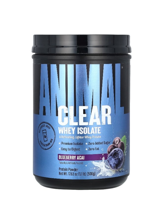 Animal, Clear Whey Isolate, Blueberry Acai, 1.1 lbs (500 g)