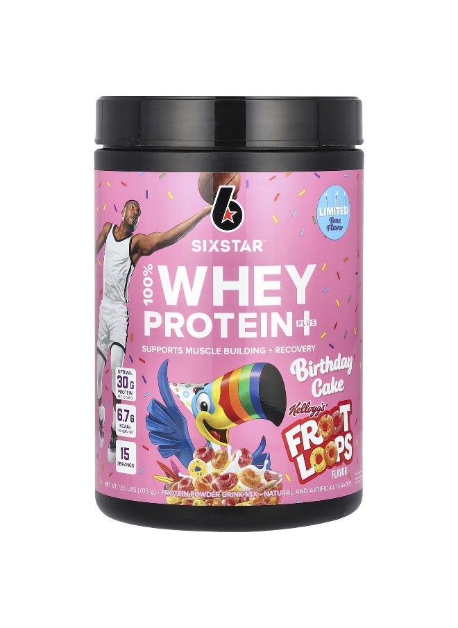 SIXSTAR, 100% Whey Protein Plus, Birthday Cake Kellogg's Froot Loops, 1.55 lbs (705 g)