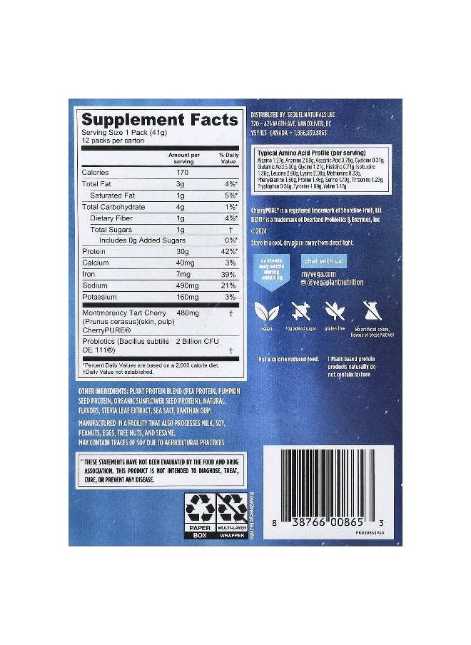 Vega, Sport, Plant-Based Premium Protein, Vanilla, 12 Pack, 1.5 oz (41 g) Each