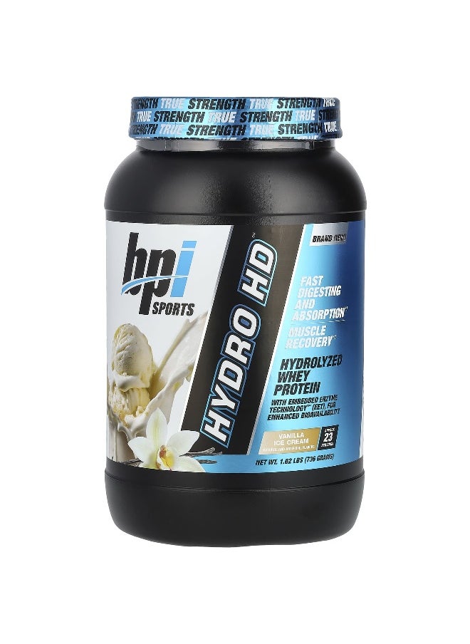 BPI Sports, Hydro HD™, Hydrolyzed Whey Protein, Vanilla Ice Cream, 1.62 lbs (736 g)