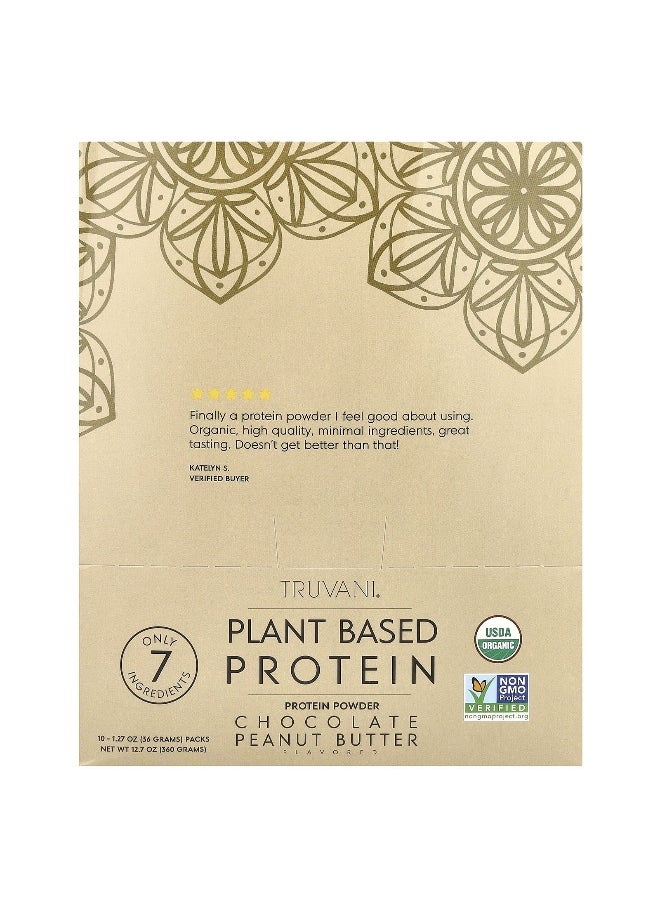 Truvani, Plant Based Protein Powder, Chocolate Peanut Butter, 10 Packs, 1.27 oz (36 g) Each