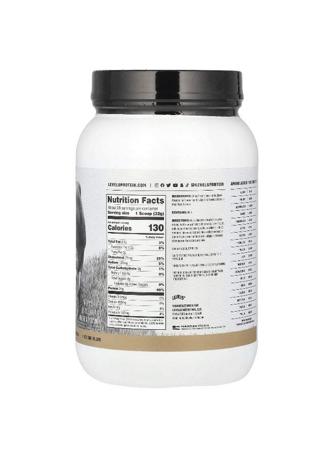 Levels, Grass Fed Whey Protein Powder, Pure Chocolate , 2 lb (907 g)