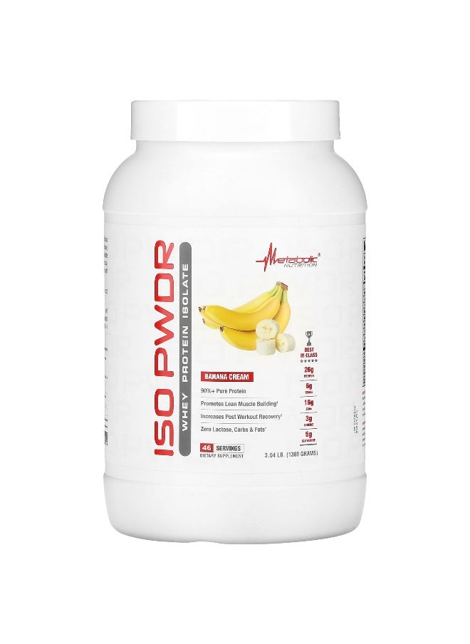 Metabolic Nutrition, ISOpwdr, Whey Protein Isolate, Banana Cream, 3.04 lb (1,380 g)