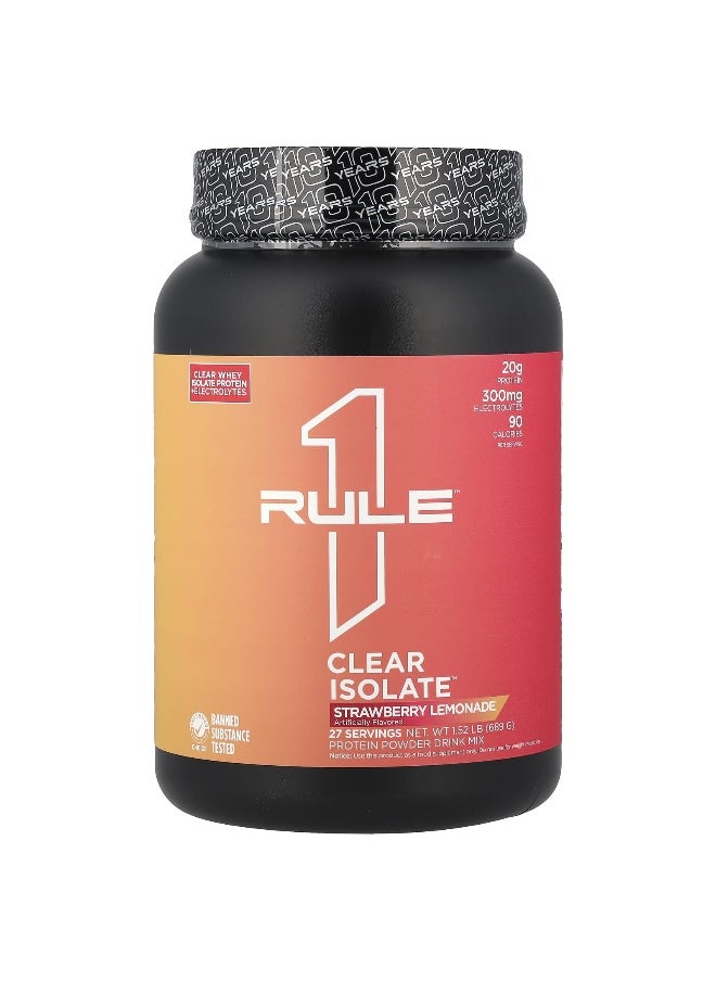 Rule One Proteins, Clear Isolate™, Strawberry Lemonade, 1.52 lb (689 g)
