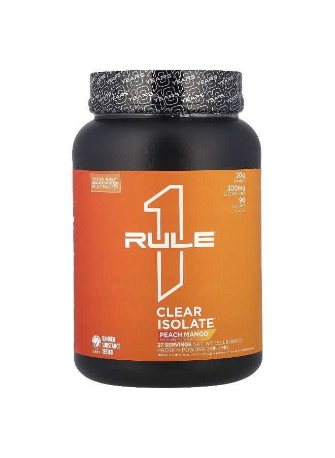 Rule One Proteins, Clear Isolate™, Peach Mango, 1.52 lb (689 g)