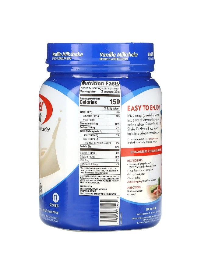 Premier Protein, 100% Whey Protein Powder, Vanilla Milkshake, 1 lb 7 oz (663 g)