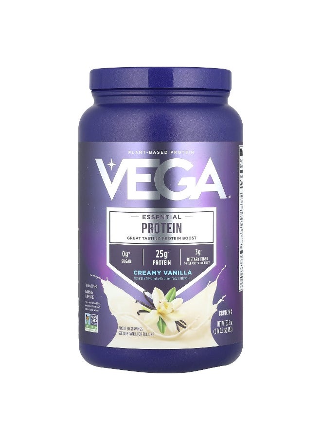 Vega, Essential Plant-Based Protein, Creamy Vanilla, 2 lb 0.5 oz (920 g)