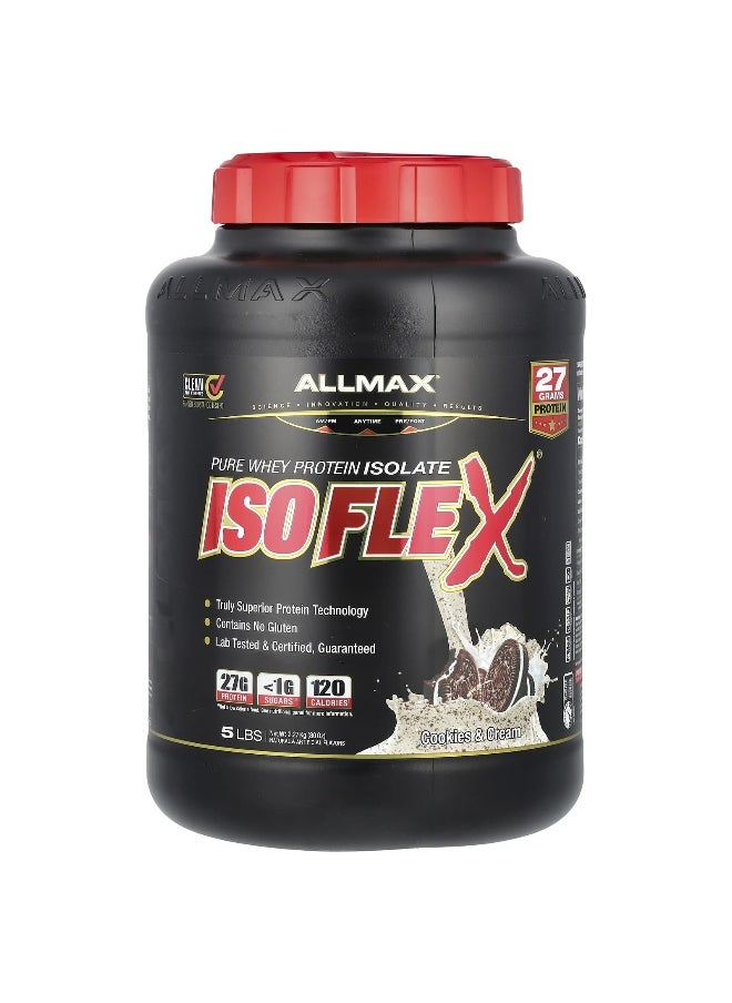 ALLMAX, ISOFLEX®, Pure Whey Protein Isolate, Cookies & Cream, 5 lbs (2.27 kg)