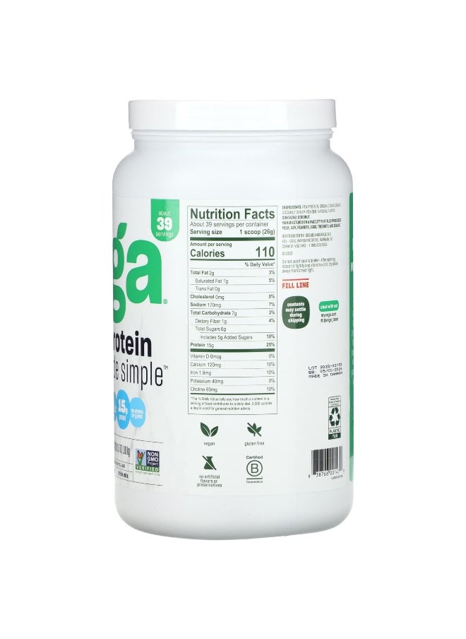 Vega, Plant-Based Protein Made Simple, Vanilla, 2 lbs (3.7 oz)