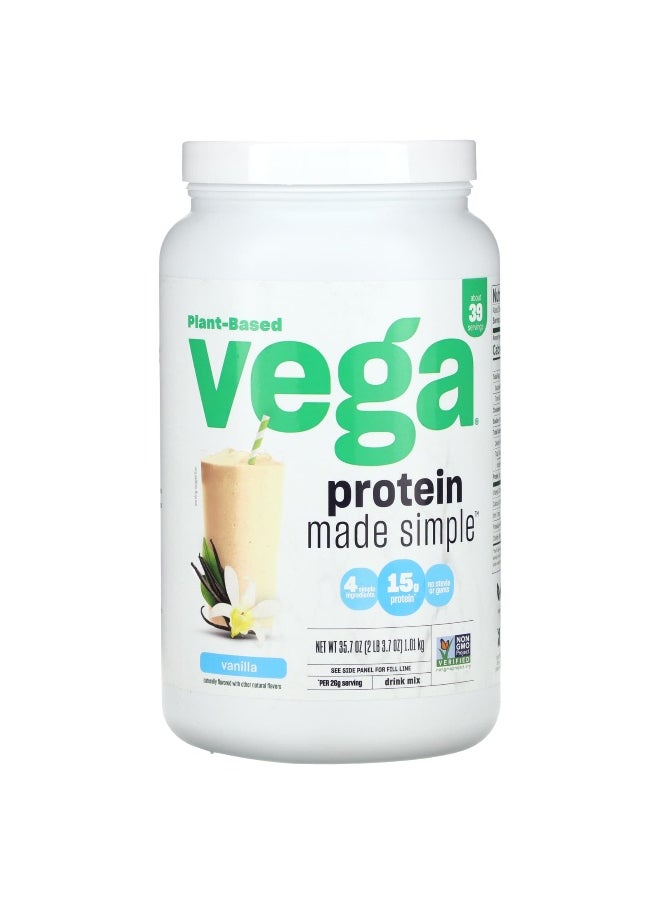 Vega, Plant-Based Protein Made Simple, Vanilla, 2 lbs (3.7 oz)