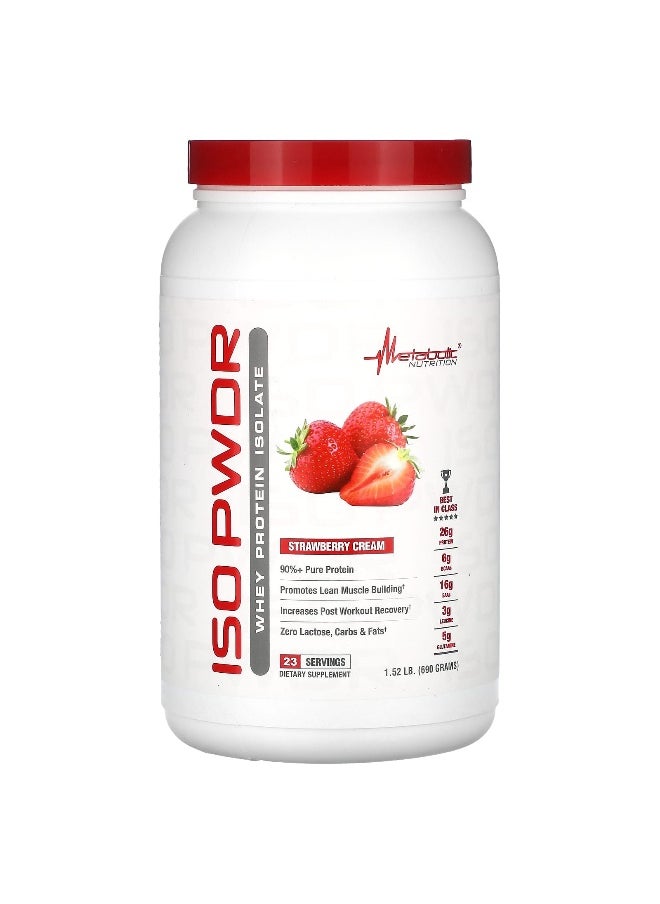 Metabolic Nutrition, ISOpwdr, Whey Protein Isolate, Strawberry Cream, 1.52 lbs (690 g)