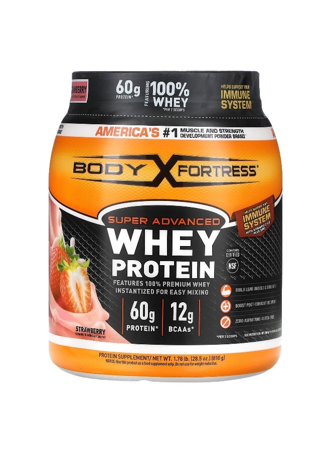 Body Fortress, Super Advanced Whey Protein, Strawberry , 1.78 lb (810 g)