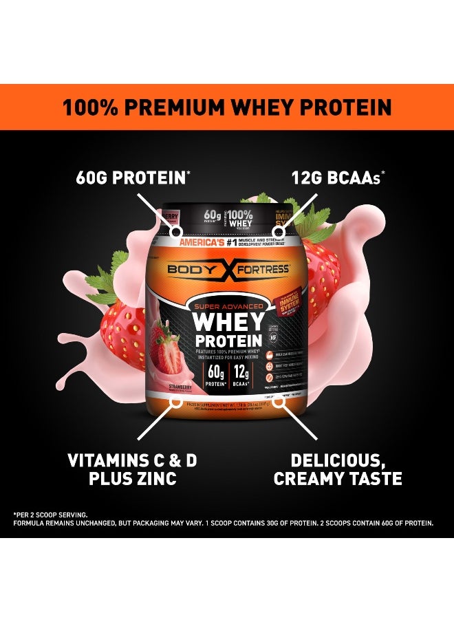 Body Fortress, Super Advanced Whey Protein, Strawberry , 1.78 lb (810 g)