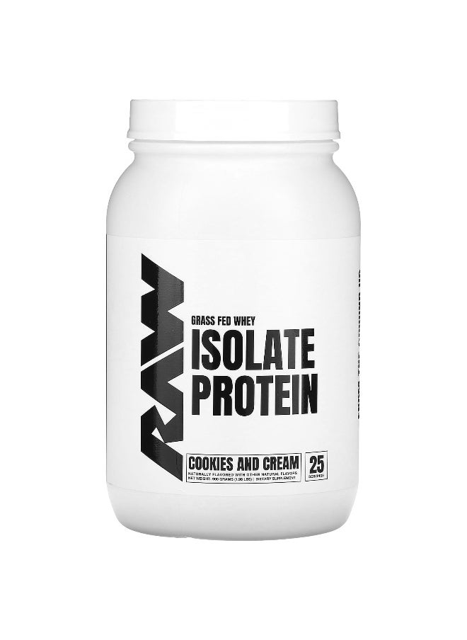 Raw Nutrition, Grass Fed Whey Isolate Protein, Cookies and Cream, 1.98 lbs (900 g)