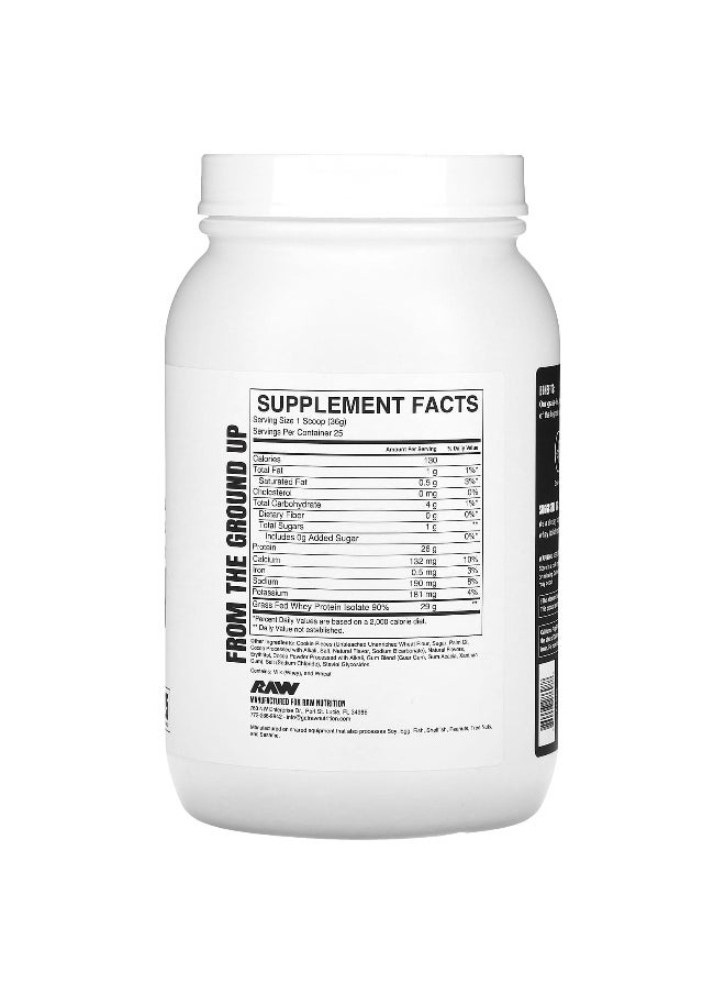Raw Nutrition, Grass Fed Whey Isolate Protein, Cookies and Cream, 1.98 lbs (900 g)