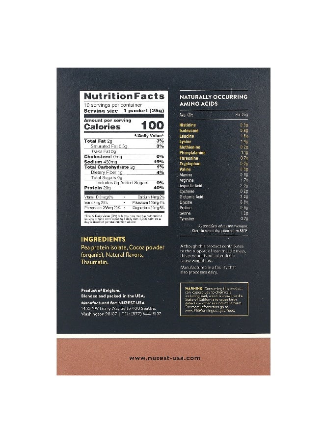 Nuzest, Clean Lean Protein, Rich Chocolate, 10 Packets, 0.9 oz (25 g) Each