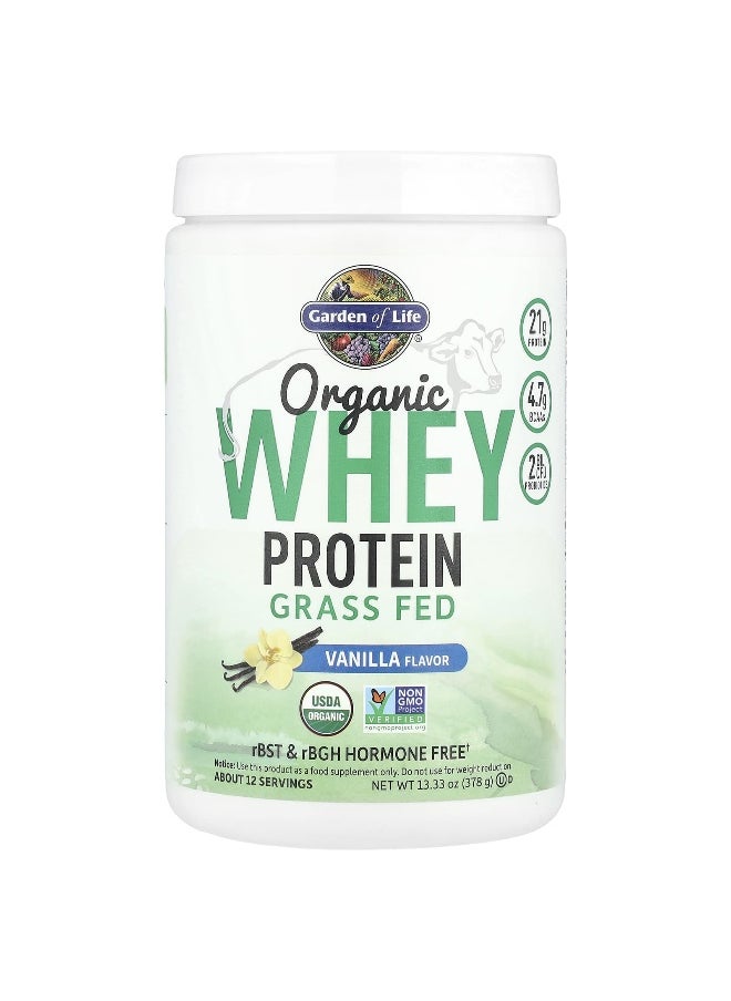 Garden of Life, Organic Whey Protein, Grass-Fed, Vanilla, 13.33 oz (378 g)