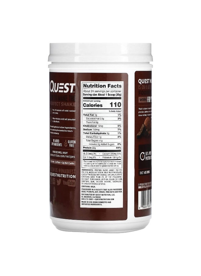 Quest Nutrition, Protein Powder, Chocolate Milkshake, 1.6 lb (726 g)