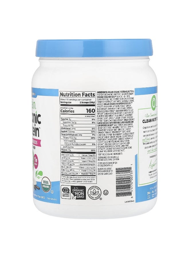 Orgain, Organic Protein™ Powder + 50 Superfoods, Plant-Based, Vanilla Bean, 1.12 lb (510 g)