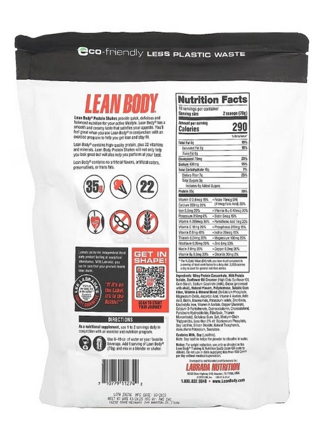 Lean Body Protein Shake Drink Mix Chocolate 2.47 lb 1120 g