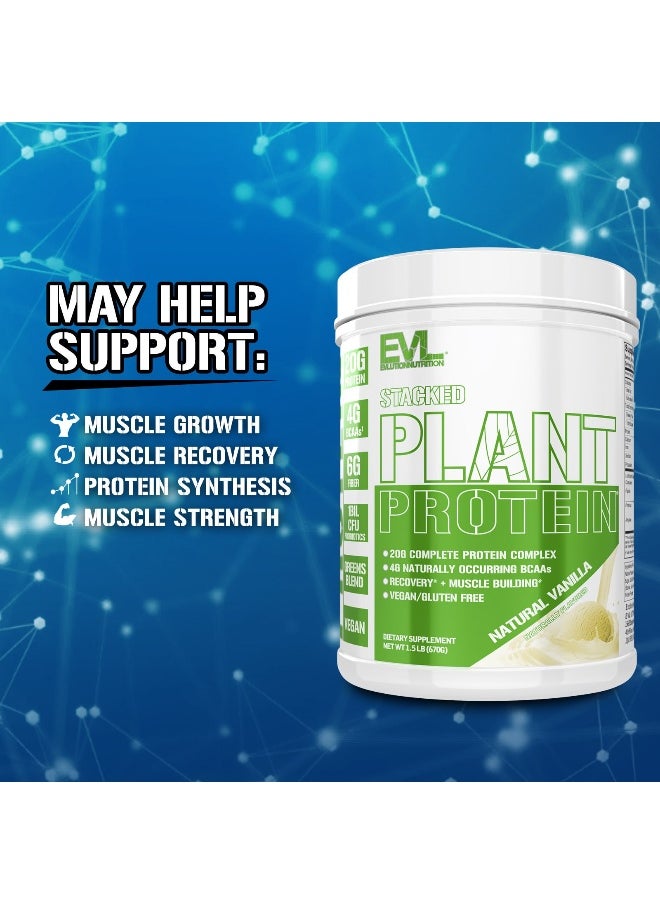 EVLution Nutrition, Stacked Plant Protein, Natural Vanilla, 1.5 lb (680 g)