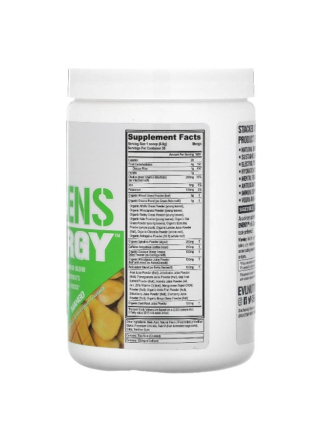 EVLution Nutrition, Stacked Greens Energy, Mango, 7.2 oz (204 g)