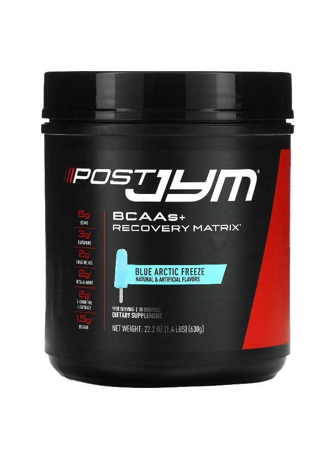 JYM Supplement Science, Post JYM, BCAAs + Recovery Matrix, Blue Artic Freeze, 1.4 lbs (630 g)