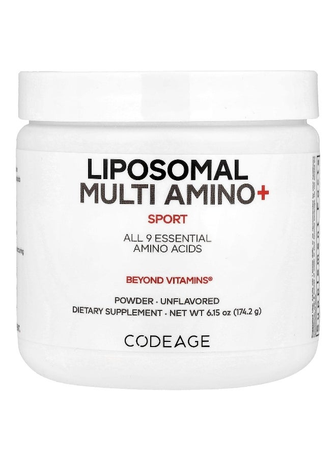 Codeage, Sport, Liposomal Multi Amino+ Powder, Unflavored, 6.15 oz (174.2 g)