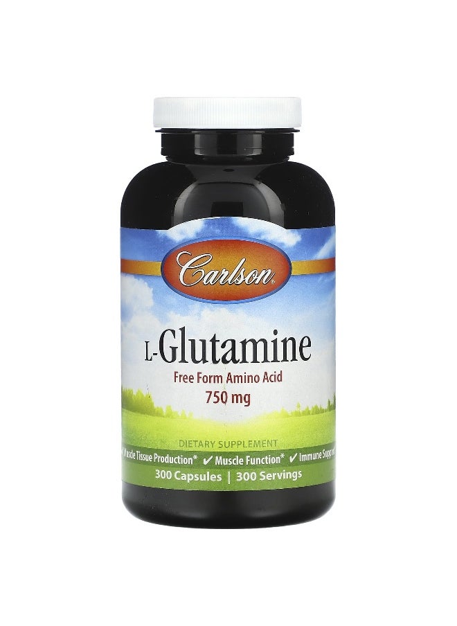 Carlson, L-Glutamine, 750 mg, 300 Capsules