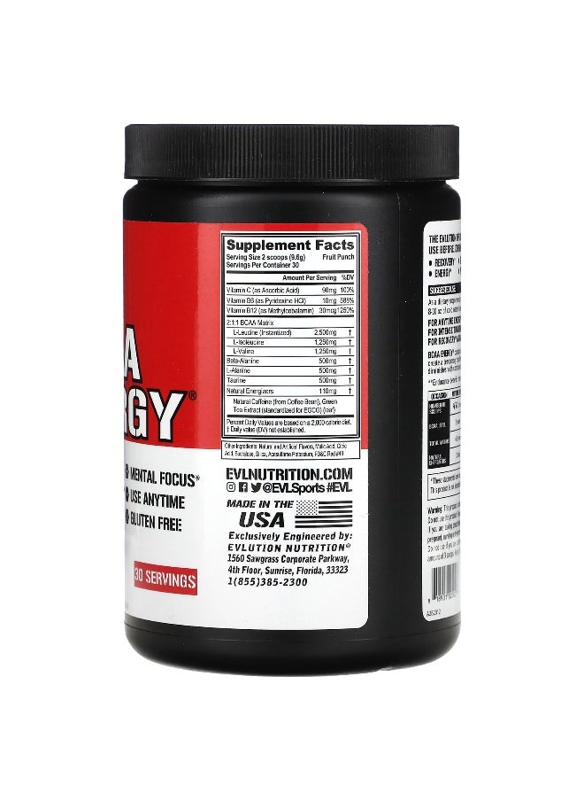 EVLution Nutrition, BCAA ENERGY, Fruit Punch, 10.16 oz (288 g)