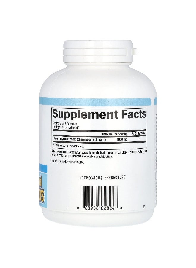 Natural Factors, L-Lysine, 500 mg, 180 Vegetarian Capsules (250 mg)