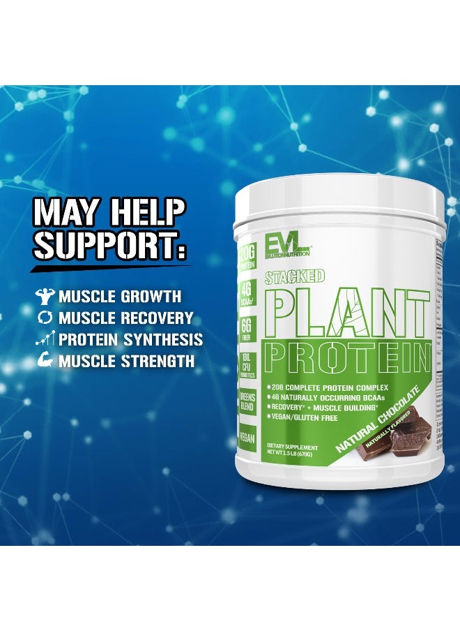 EVLution Nutrition, Stacked Plant Protein®, Natural Chocolate, 1.5 lb (680 g)