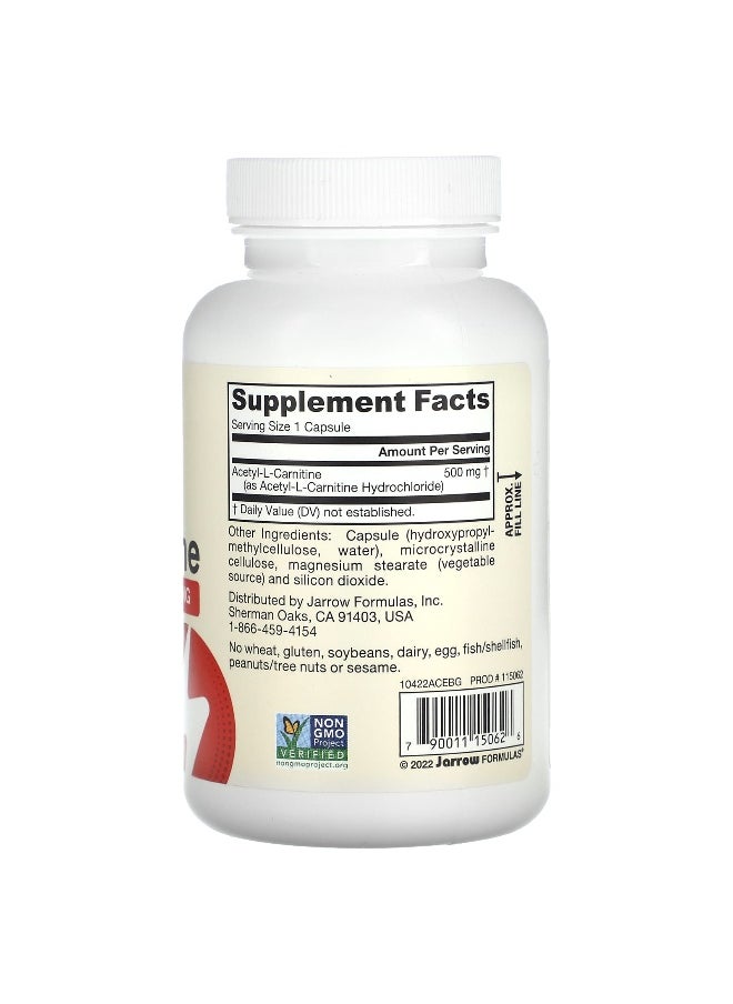 Jarrow Formulas, Vegan Acetyl L-Carnitine, 500 mg, 120 Veggie Capsules