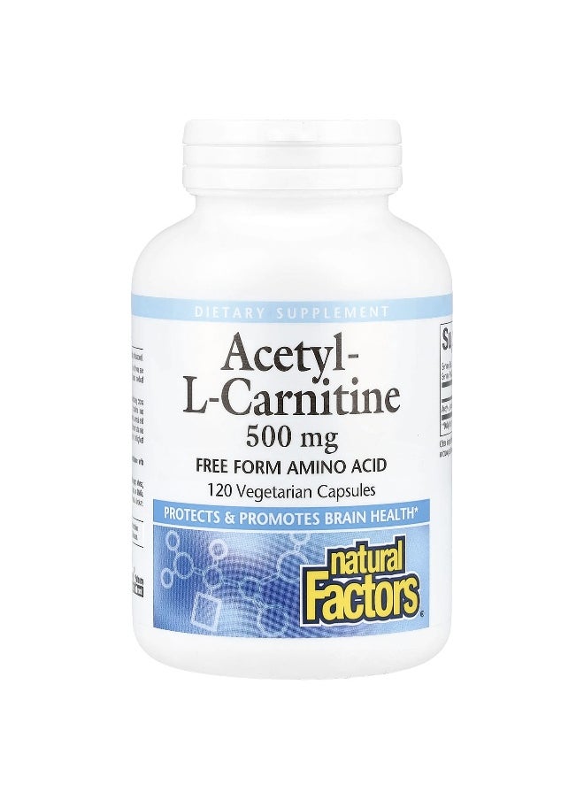 Natural Factors, Acetyl-L-Carnitine, 500 mg, 120 Vegetarian Capsules