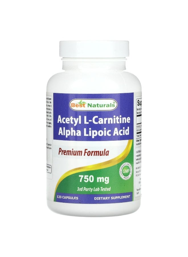 Best Naturals, Acetyl L-Carnitine Alpha Lipoic Acid, 750 mg, 120 Capsules