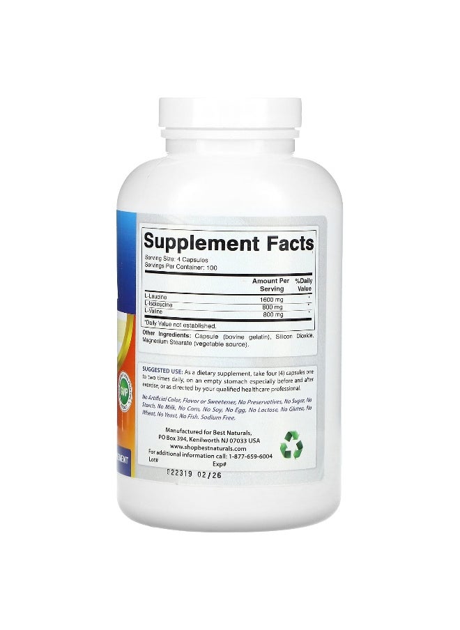 Best Naturals, BCAA, 3,200 mg, 400 Capsules (800 mg per Capsule)