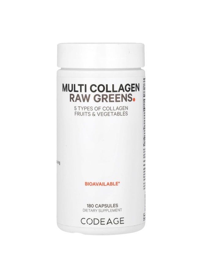 Codeage, Multi Collagen Raw Greens, 180 Capsules