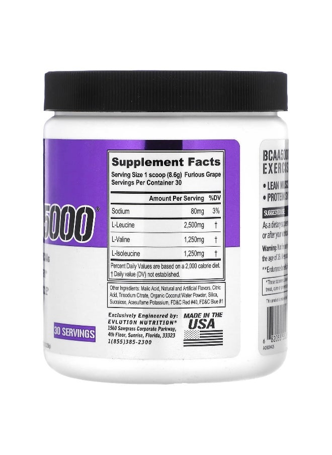 EVLution Nutrition, BCAA5000®, Furious Grape, 9.1 oz (258 g)