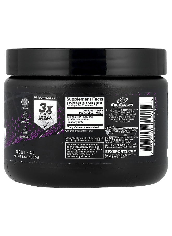 EFX Sports, pH-Correct® Creatine Monohydrate, Kre-Alkalyn EFX Powder, Neutral, 3.53 oz (100 g)
