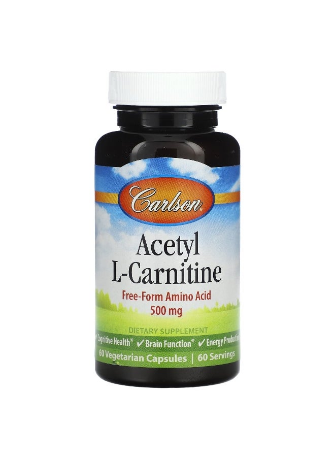 Carlson, Acetyl L-Carnitine, 500 mg, 60 Vegetarian Capsules